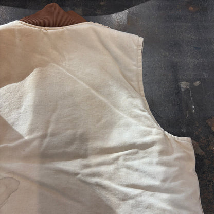 90's Carhartt work vest ダック ワーク ベスト 腰ゴム ベージュ(L)/A6707V-SO