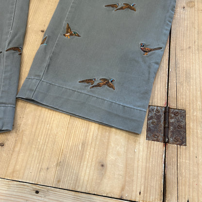 00's Polo Ralph Lauren twill pants ポロ ラルフローレン 雉 刺繍 パンツ グレー (36L)/B1457P-SO