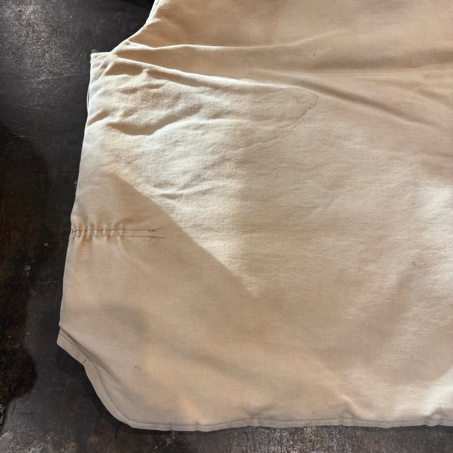 90's Carhartt work vest ダック ワーク ベスト 腰ゴム ベージュ(L)/A6707V-SO