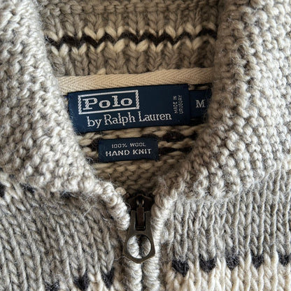 Polo by Ralph Lauren ポロ ラルフローレン Handknit カウチンセーター ベージュ/グレー(M)/A6034O-SO