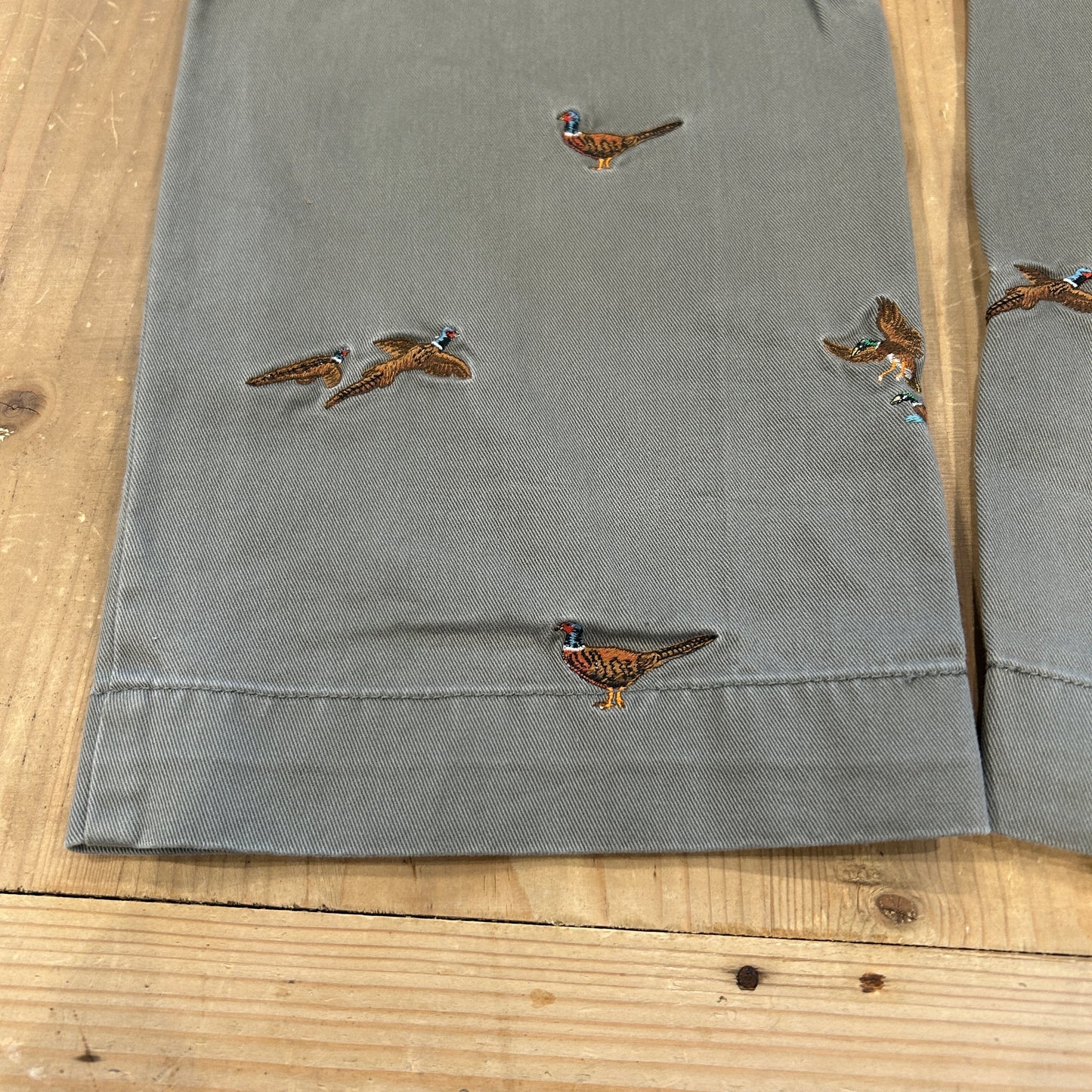 00's Polo Ralph Lauren twill pants ポロ ラルフローレン 雉 刺繍 パンツ グレー (36L)/B1457P-SO