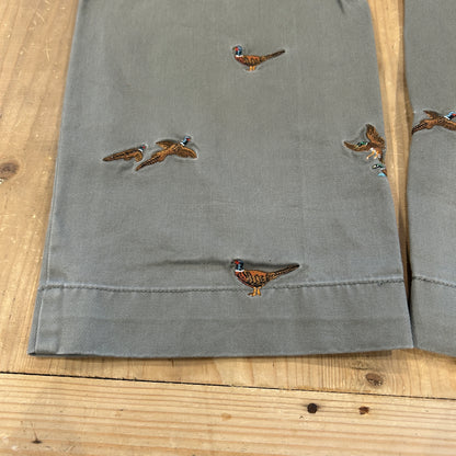00's Polo Ralph Lauren twill pants ポロ ラルフローレン 雉 刺繍 パンツ グレー (36L)/B1457P-SO