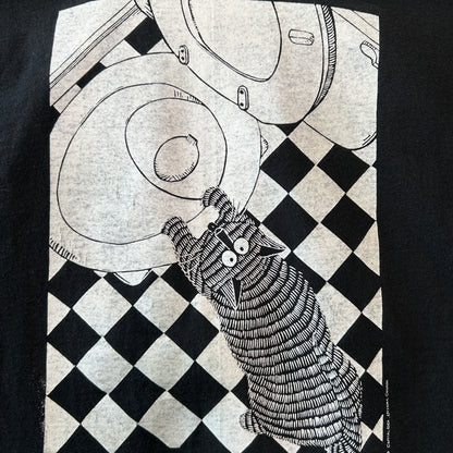 80's  STUART KATT "CAT WANTS A DRINK" ネコ アートTシャツ 黒 (L)/C0912T-SO