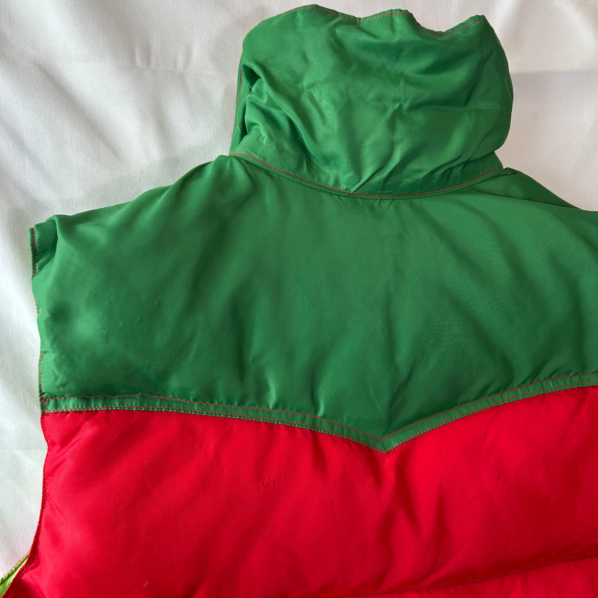 70's Powderhorn Mountaineering パウダーホーン ダウンベスト レッド/グリーン(M)/C1693V-SO