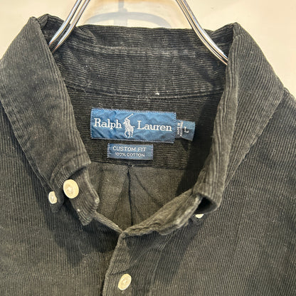 00's Ralph Lauren ラルフローレン コーデュロイシャツ 黒 (L)/B1506S-SO