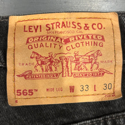 90's Levi's 565 Loose Fit Wide Leg デニムパンツ 黒 (33×30)/B2634P-SO