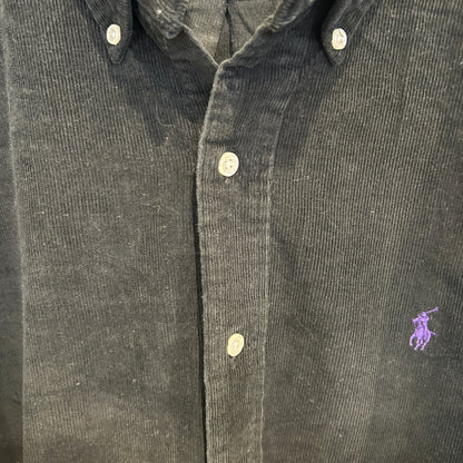 00's Ralph Lauren ラルフローレン コーデュロイシャツ 黒 (L)/B1506S-SO