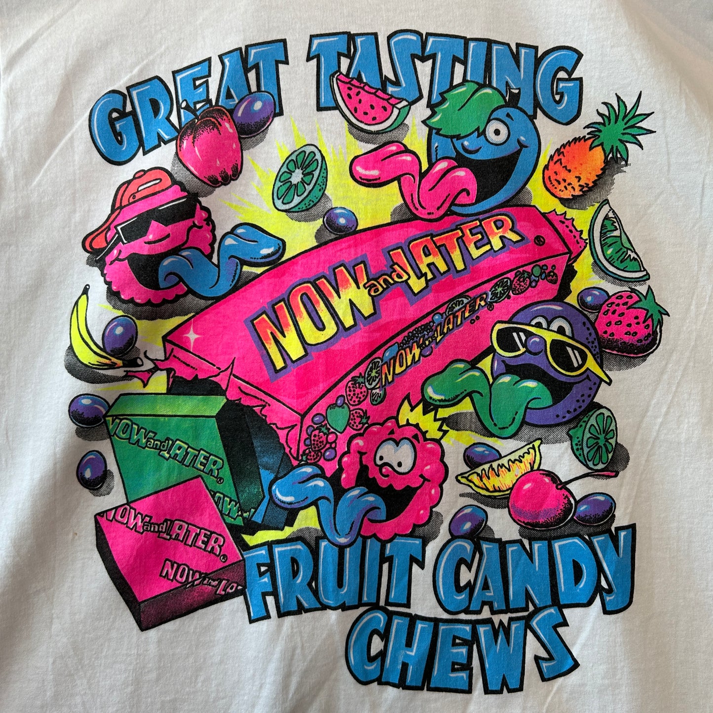 90's NOW and LATER キャンディー 企業Tシャツ 白 Fruit of the loom(L)/A7389T-SO