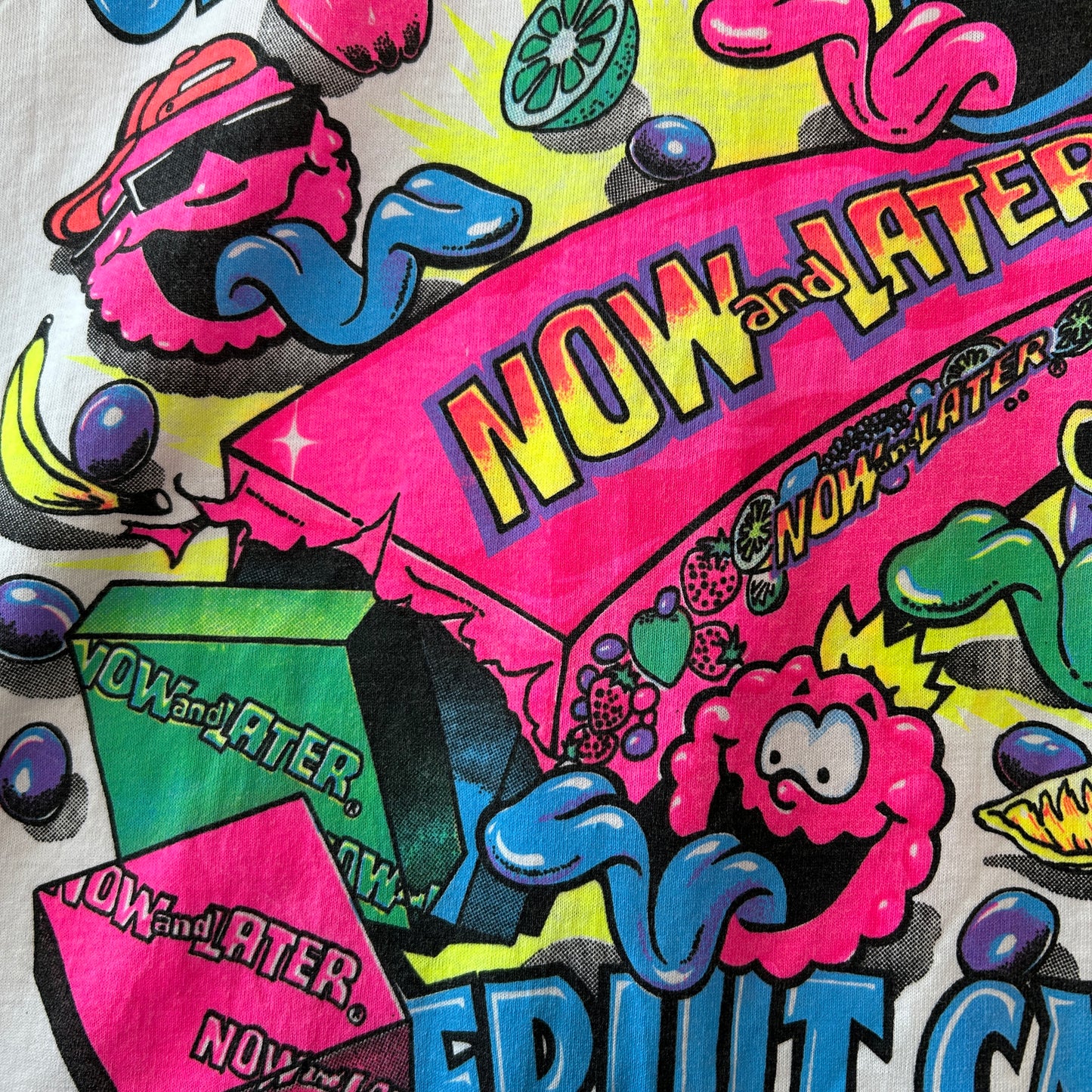 90's NOW and LATER キャンディー 企業Tシャツ 白 Fruit of the loom(L)/A7389T-SO