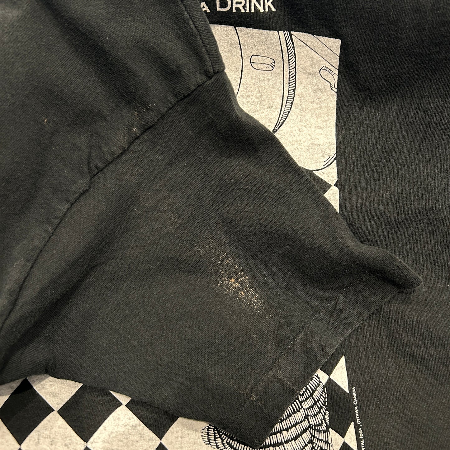 80's  STUART KATT "CAT WANTS A DRINK" ネコ アートTシャツ 黒 (L)/C0912T-SO