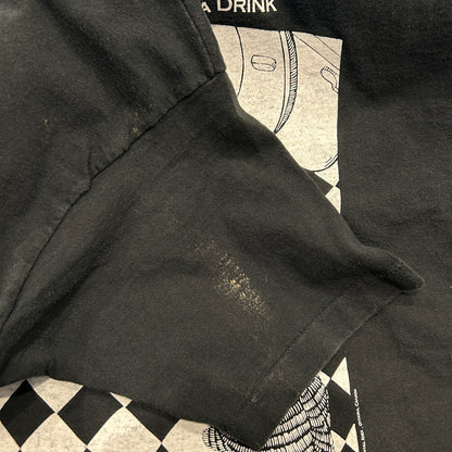 80's  STUART KATT "CAT WANTS A DRINK" ネコ アートTシャツ 黒 (L)/C0912T-SO