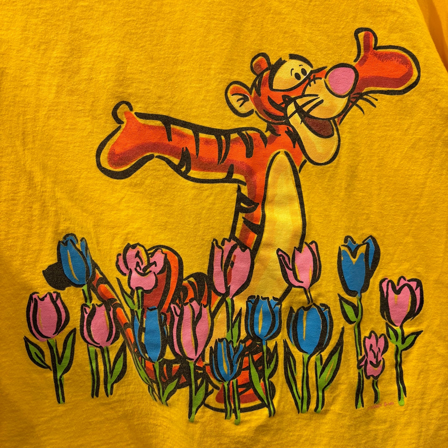 90's Disney Pooh くまのプーさん ティガー Tシャツ 黄(XL相当)/B3483T-SO