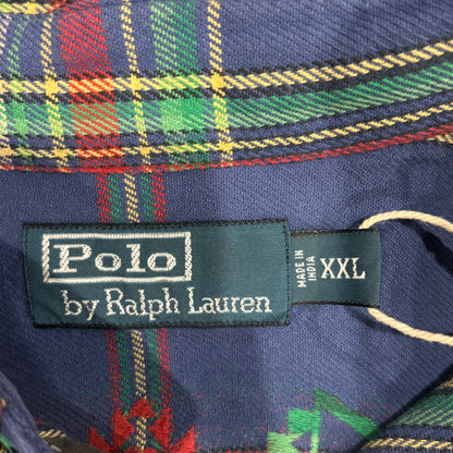 00's Polo Ralph Lauren ラルフローレン チェック ネイティブ柄シャツ 青赤緑黄 (XXL)/A1165SH-SO