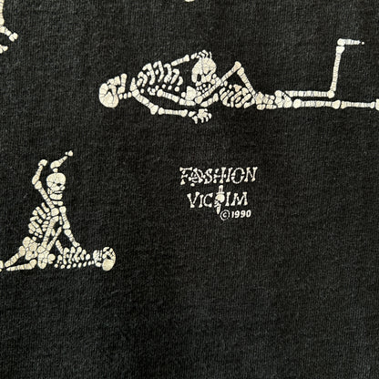 90's Fashion Victim スカル 四十八手 Tシャツ エロT 黒 /C0917T-SO