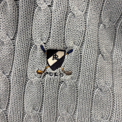 Polo by Ralph Lauren ラルフローレン ハーフボタン ケーブルニット ライトブルー  (XL相当)/B1129K-SO