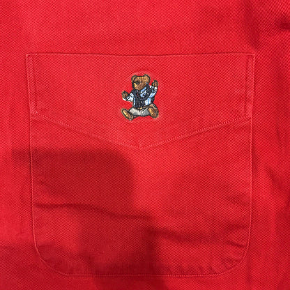 00's Ralph Lauren ラルフローレン ポロベア 無地シャツ 赤 (XL)/A7730SH-SO