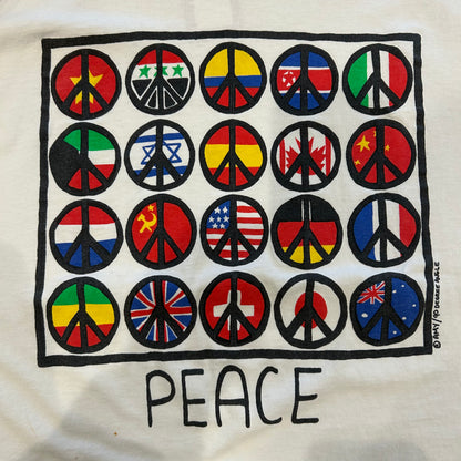 90's Fruit Of The Loom "PEACE" アートTシャツ 白(XL)/B2048T-SO