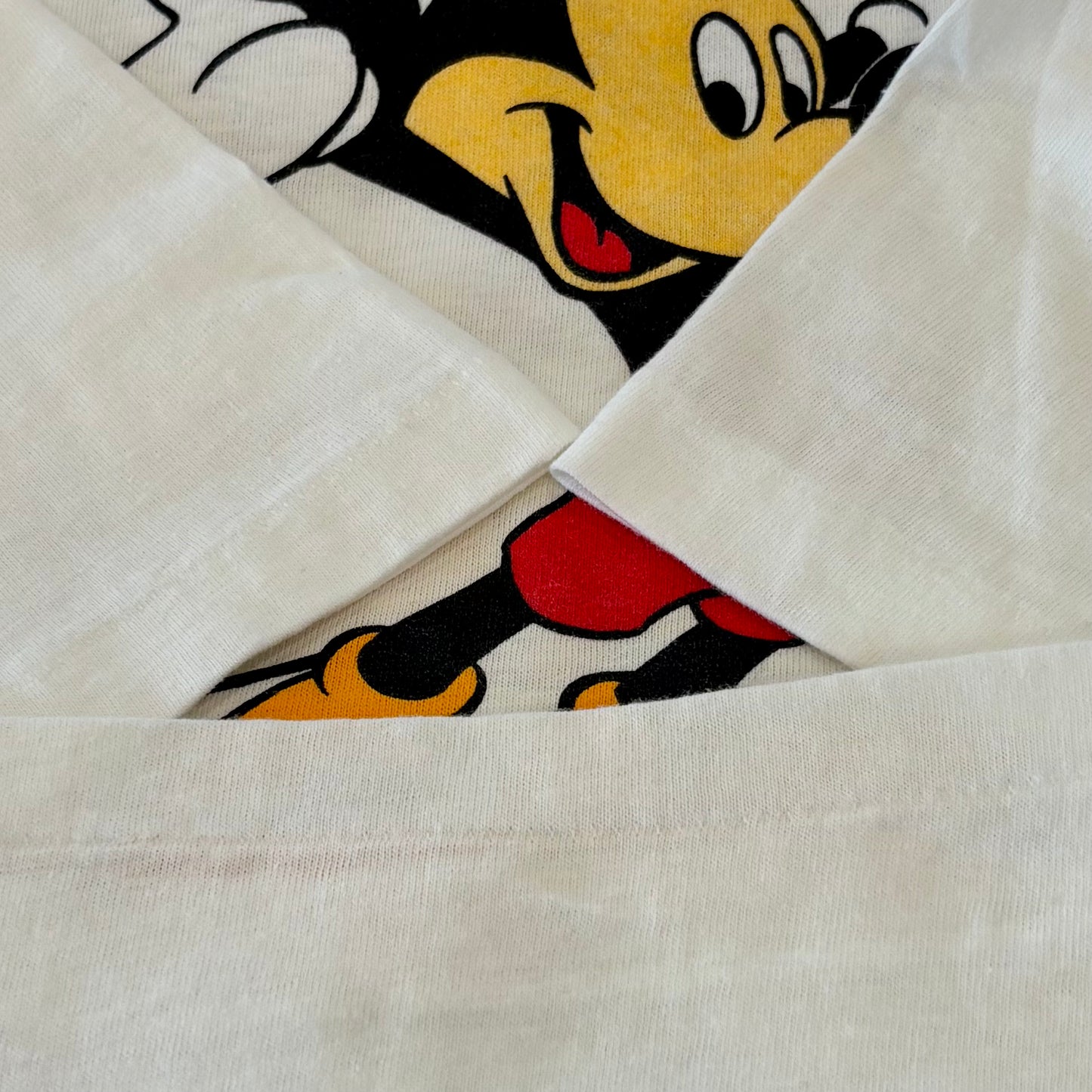 90's Hanes ヘインズ Disney×SEIKO ディズニーウォッチ ミッキー キャラクター 企業Tシャツ 白 (L) /A7525T-SO