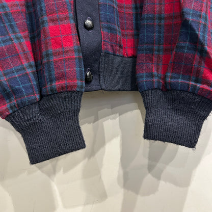 80's Pendleton ペンドルトン ウールカーディガン チェック 赤紺(XL)/A9267K-SO