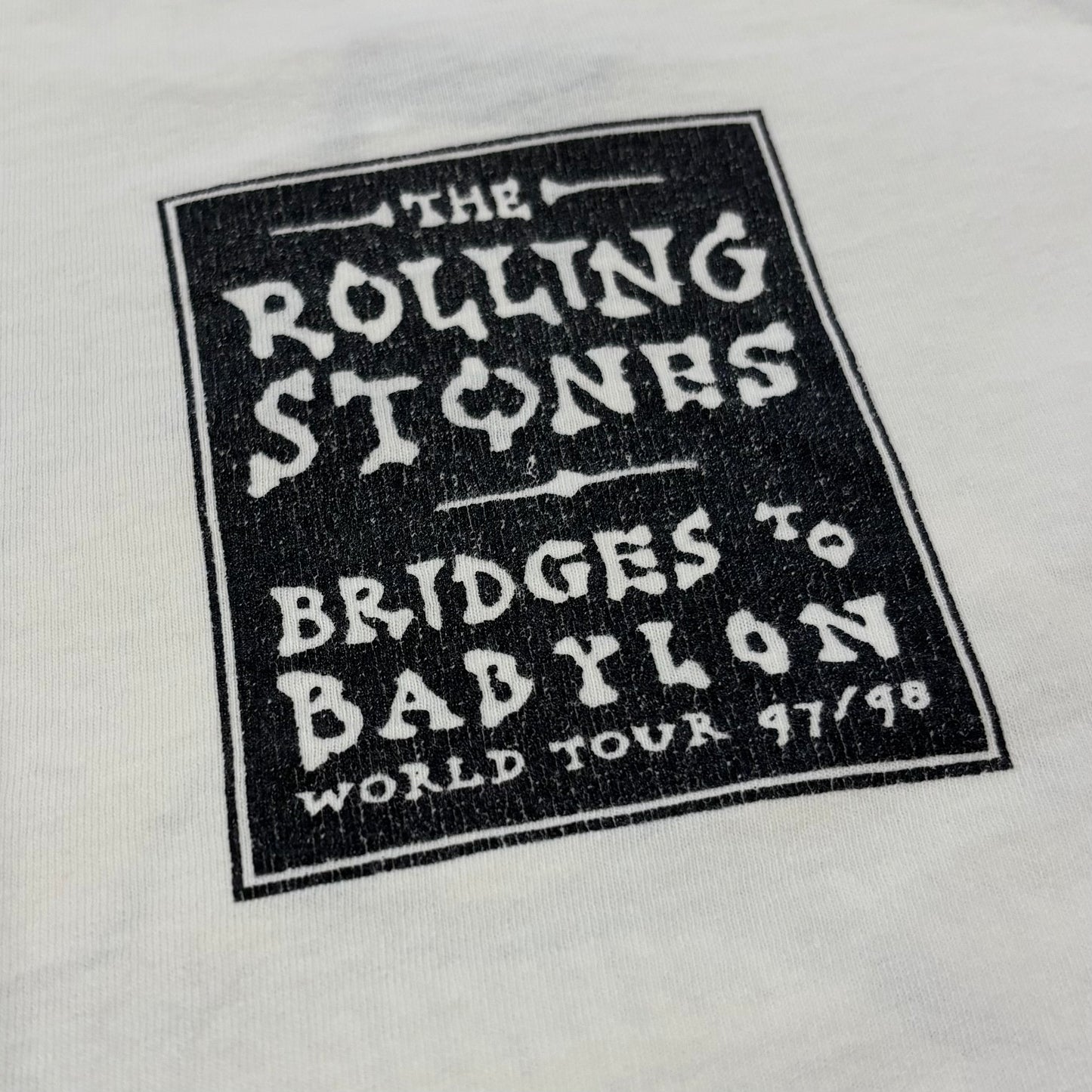 90's anvil Rolling Stones 1977-1998「Bridges to Babylon World Tour」ツアー バンドTシャツ 白 (L) /B3490T-SO