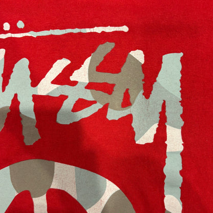 00's Stussy ステューシー スカル プリント ロングTシャツ 赤 (L)/B2074T-SO