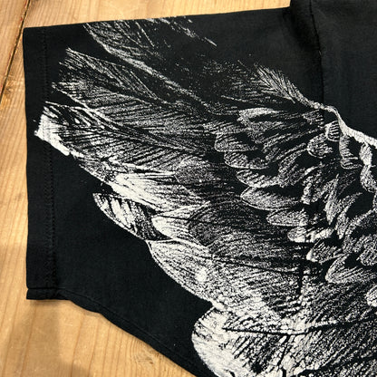 90's Jerzees  SUE CHAFFEE イーグル　アニマルアートTシャツ 黒(XL)/A7390T-SO