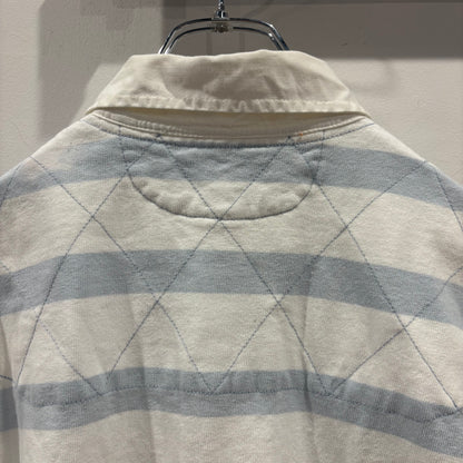 00's Polo by Ralph Lauren ラルフローレン ボーダー ラガーシャツ ライトブルー/ホワイト (L)/B4002S-SO