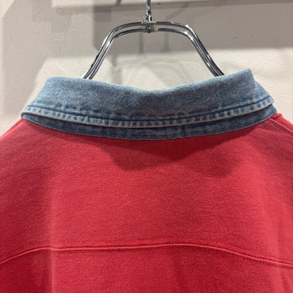 90-00's Polo by Ralph Lauren デニム襟 ラルフローレン ラガーシャツ コーラルレッド (L)/B4003S-SO