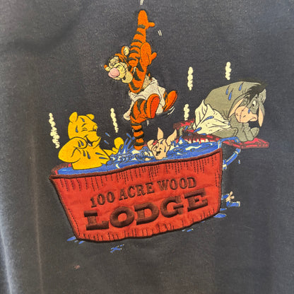 90's Disney ディズニー 100 Acre wood LODGE くまのプーさん キャラクタースウェット 紺 (XL)/A7836S-SO