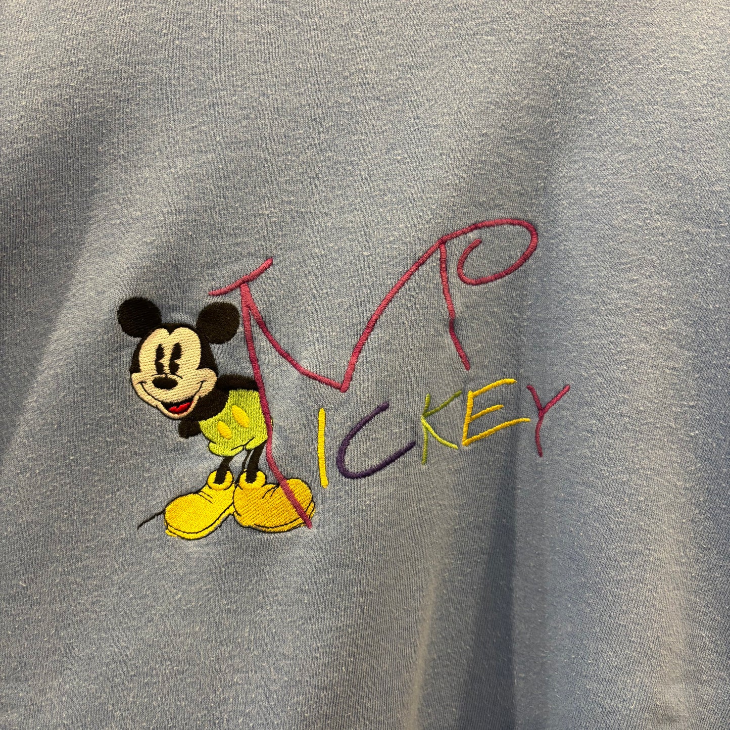 90's Disney ディズニー Mickey Mouse ミッキー キャラクタースウェット 水色 (サイズ不明)/B0337S-SO