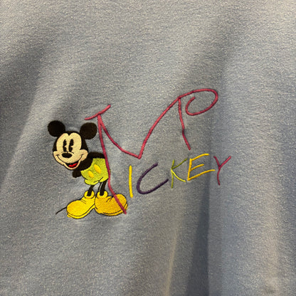 90's Disney ディズニー Mickey Mouse ミッキー キャラクタースウェット 水色 (サイズ不明)/B0337S-SO