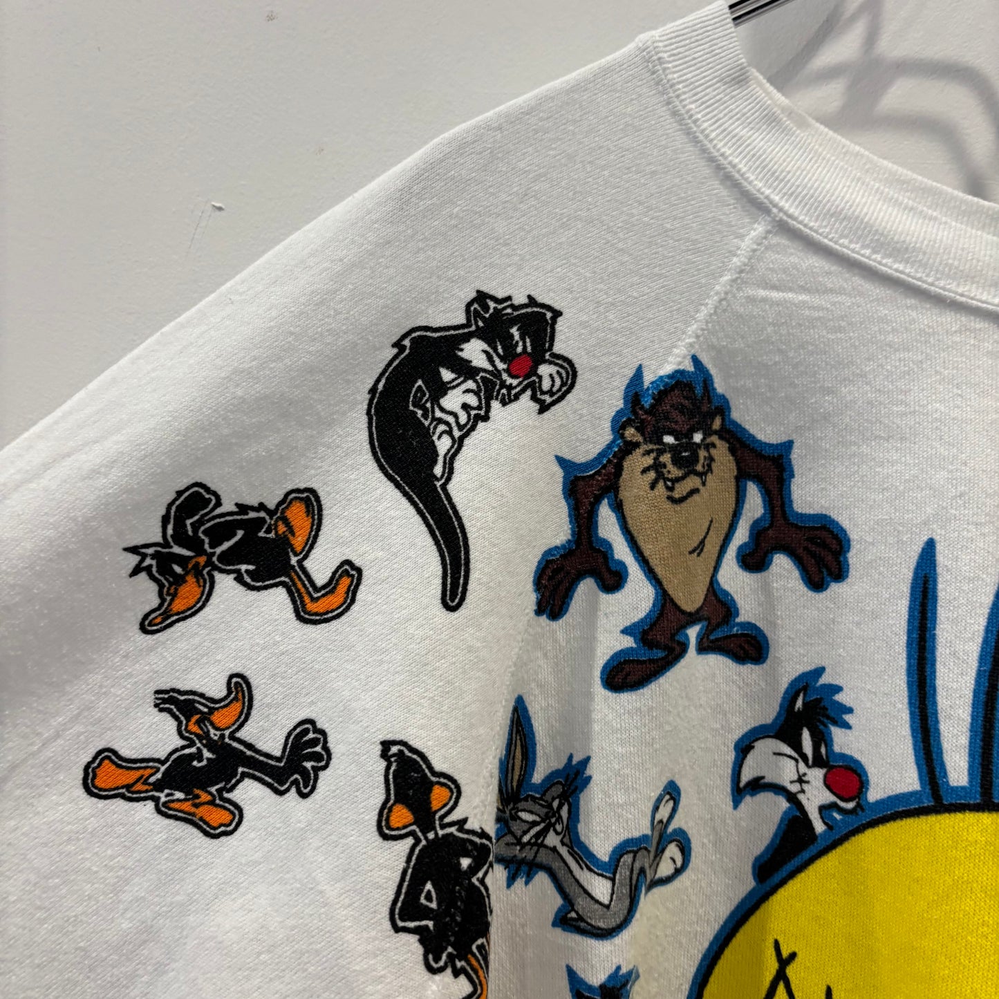 90's Tultex Warner Bros トゥウィッティ キャラクタースウェット ラグラン 白 (XL)/C0314S-SO