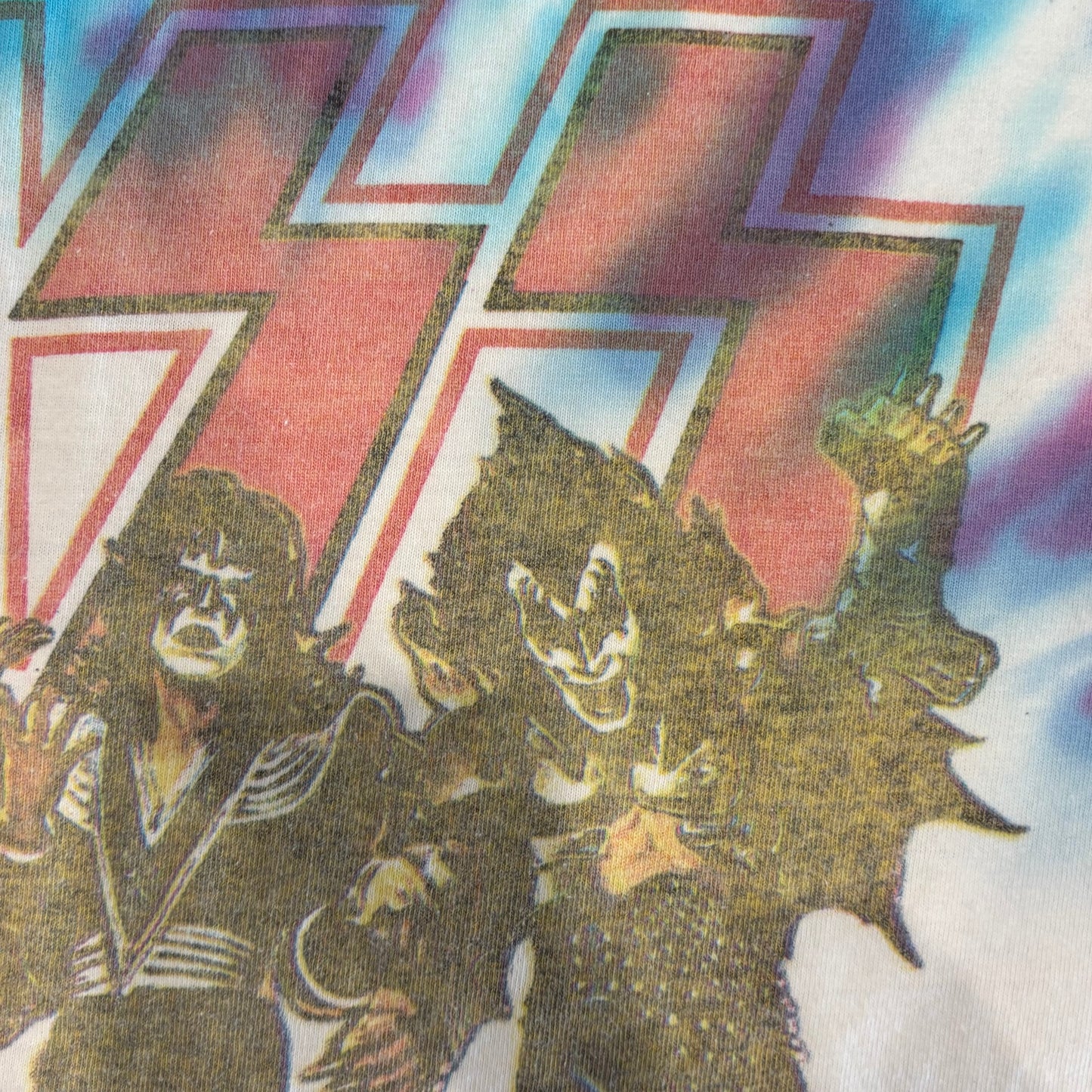 90's Fruit Of The Loom KISS バンドTシャツ 白紫水色 (XXL)/A6978T-SO