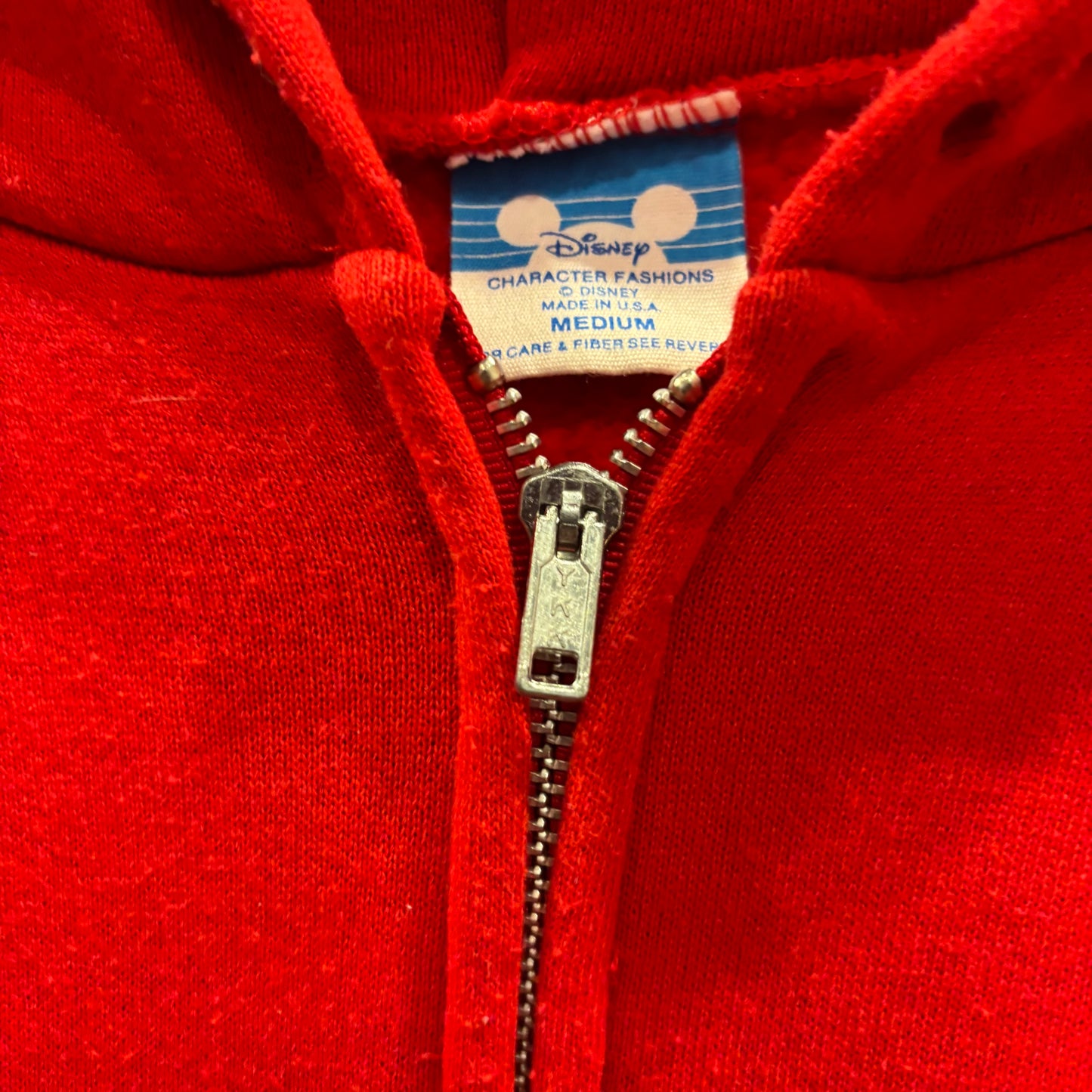 80's Disney Mickey Mouse ミッキー ジップアップフーディ 赤 (M)/A8736S-SO