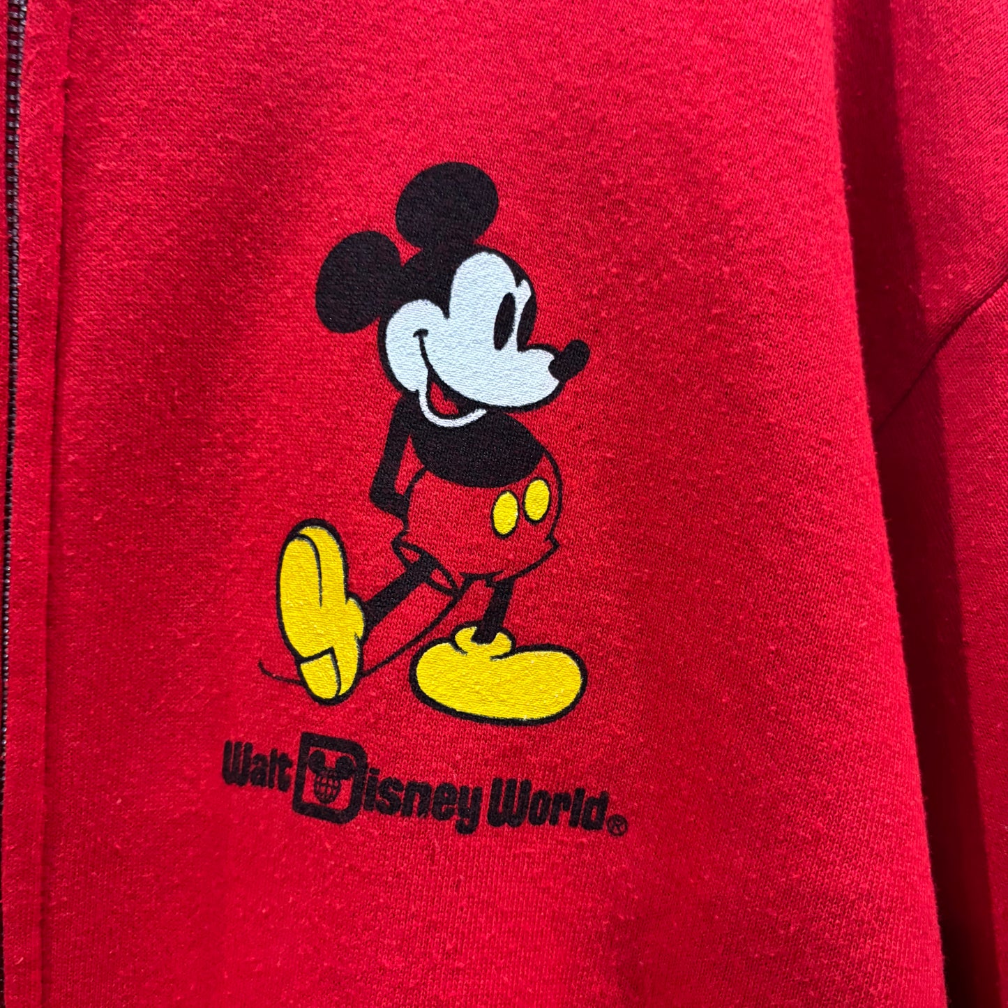 80's Disney Mickey Mouse ミッキー ジップアップフーディ 赤 (M)/A8736S-SO