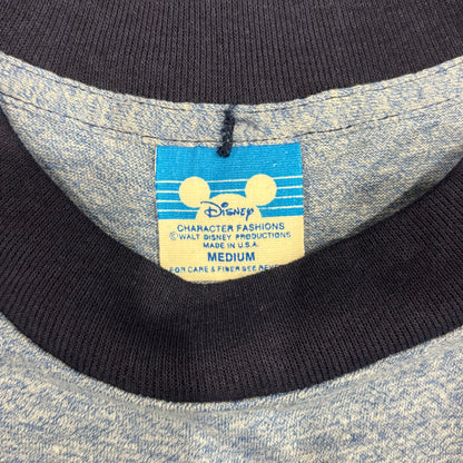 80's Disney オールドミッキー リンガーTシャツ 青 霜降り (M)/A7630T-SO