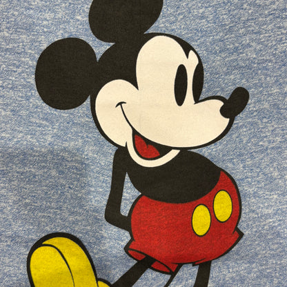 80's Disney オールドミッキー リンガーTシャツ 青 霜降り (M)/A7630T-SO