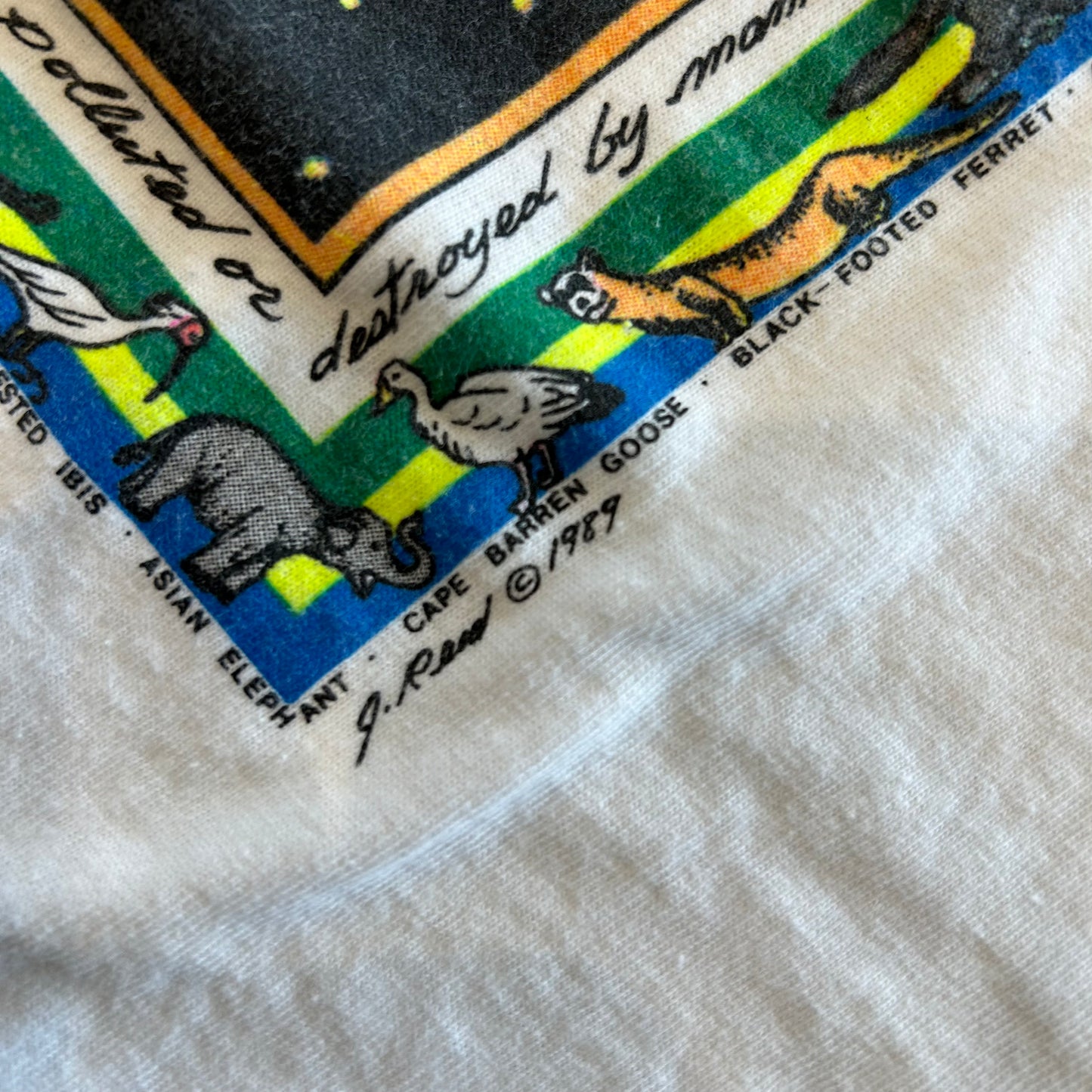 90's Hanes The Earth アートTシャツ 白(XL)/B2111T-SO