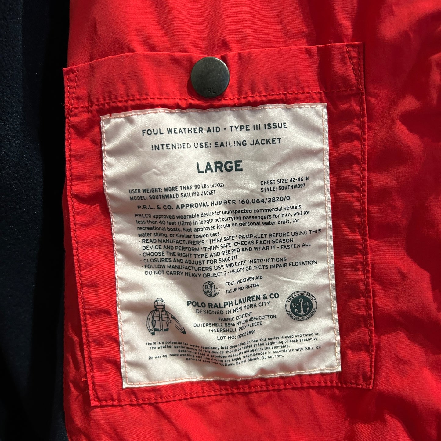 90's~00's Polo by Ralph Lauren ラルフローレン Southwald Sailing Jacket セーリングジャケット 赤(L)/A8398J-SO