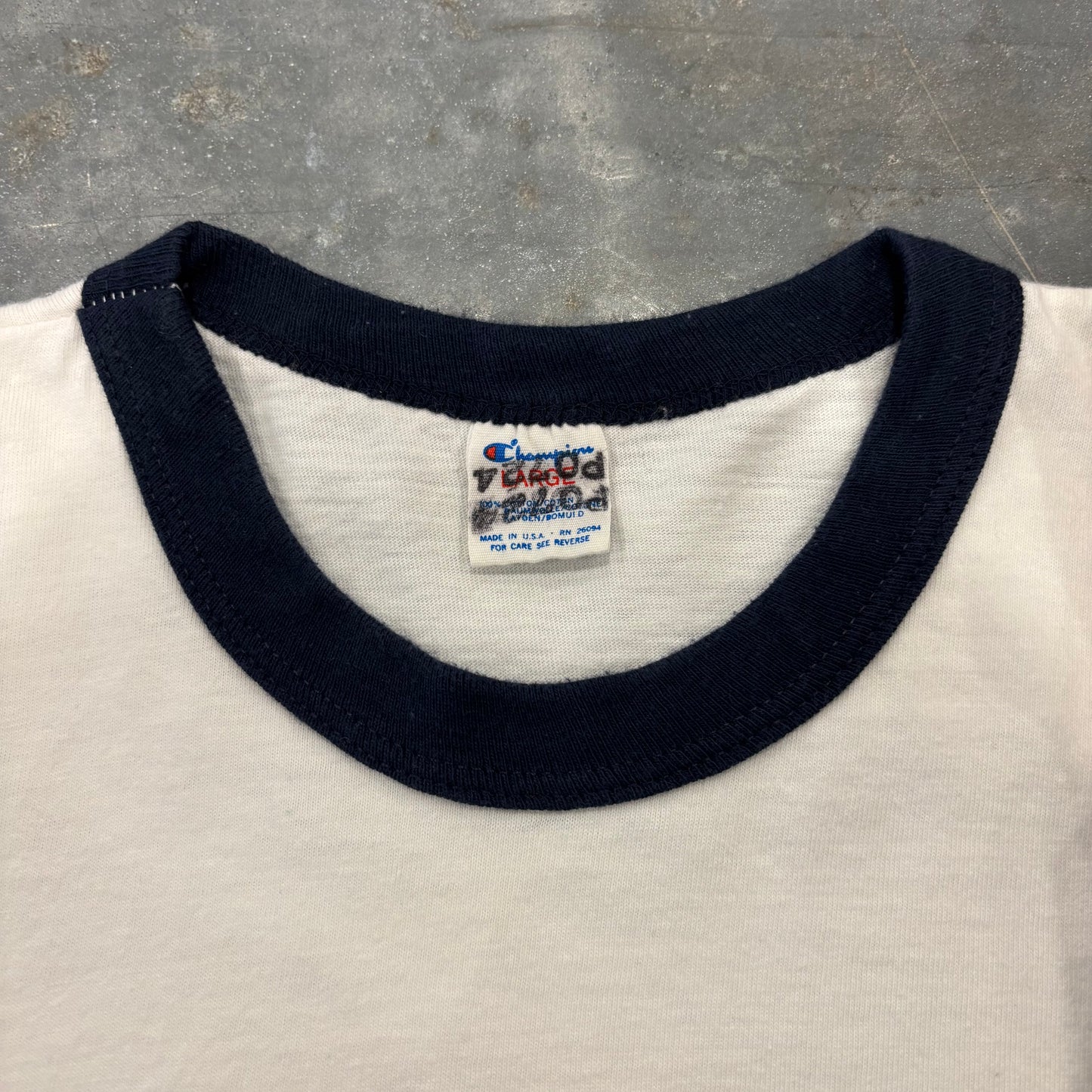 80's Champion チャンピオン トリコタグ USAFA ミリタリー リンガーTシャツ 白 (L) /A8466T-SO