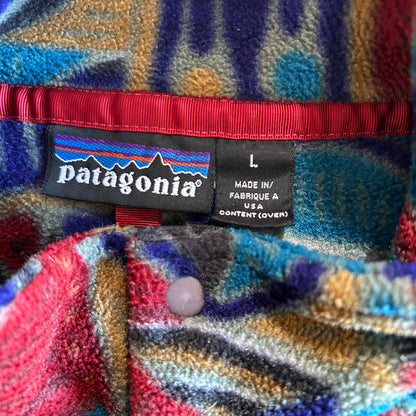 ９０’s Patagonia パタゴニア シンチラスナップT フリースプルオーバー アボリジニ 総柄(L)/A6060F-SO