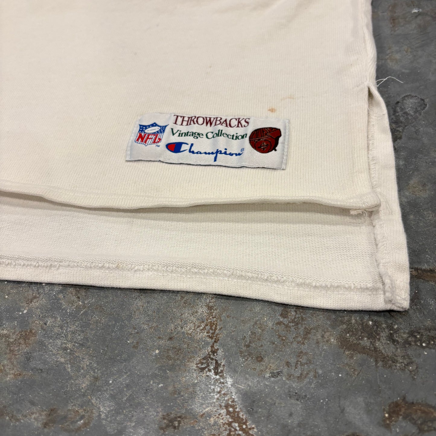 90's Champion チャンピオン NFL ブラウンズ 七分袖 フットボールTシャツ ロンT アイボリー (L) /B2198T-SO