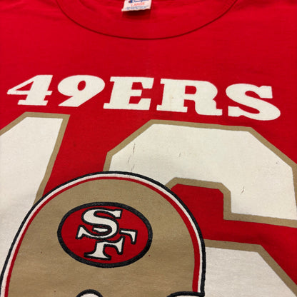 80's Champion チャンピオン トリコタグ NFL サンフランシスコ 49ers フットボールTシャツ 赤 (L) /A7563T-SO