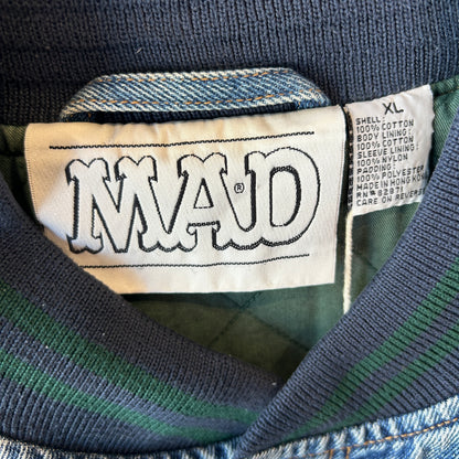 90's MAD MAGAZINE DCコミック アルフレッド・E・ニューマン デニムスタジャン (XL)/C0111J-SO