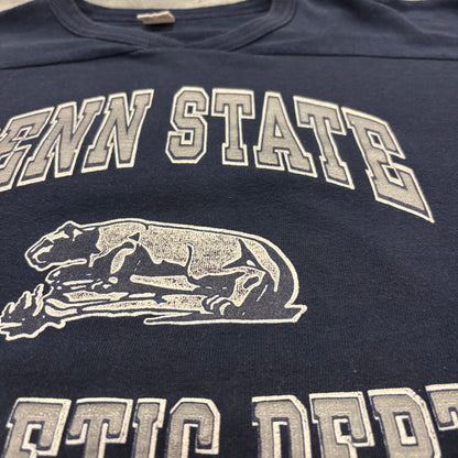 80's Champion チャンピオン トリコタグ PENN STATE カレッジ 七分袖 フットボールTシャツ ネイビー (XL) /A7758T-SO