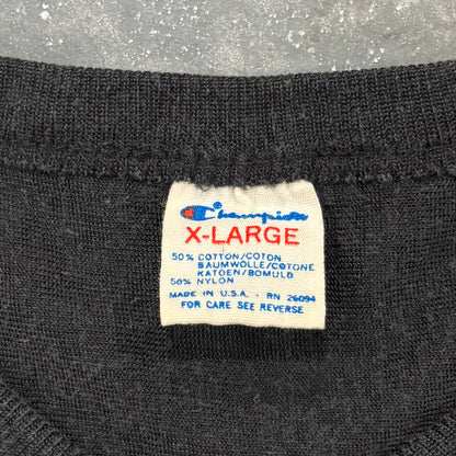 80's Champion チャンピオン トリコタグ NFL PITTSBURGH STEELERS フットボールTシャツ ブラック (XL) /A7469T-SO