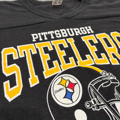 80's Champion チャンピオン トリコタグ NFL PITTSBURGH STEELERS フットボールTシャツ ブラック (XL) /A7469T-SO
