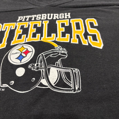 80's Champion チャンピオン トリコタグ NFL PITTSBURGH STEELERS フットボールTシャツ ブラック (XL) /A7469T-SO
