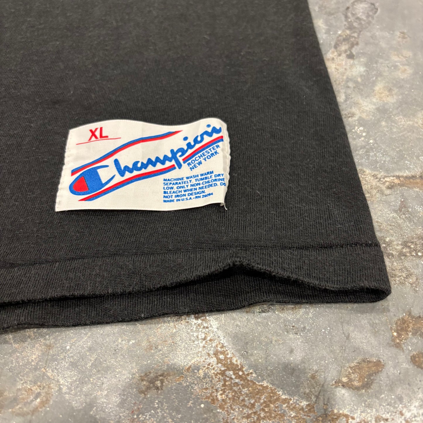 80's Champion チャンピオン トリコタグ NFL PITTSBURGH STEELERS フットボールTシャツ ブラック (XL) /A7469T-SO