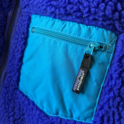 80's Patagonia パタゴニア レトロパイルジャケット カーディガン フリース コバルト (S)/A9275F-SO